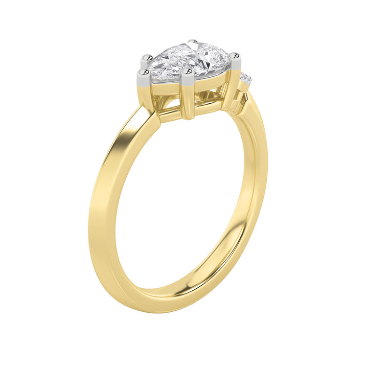 1Cttw Pear Shaped Lab Grown Diamond (F/VS) East West Fashion Ring in 14K Gold