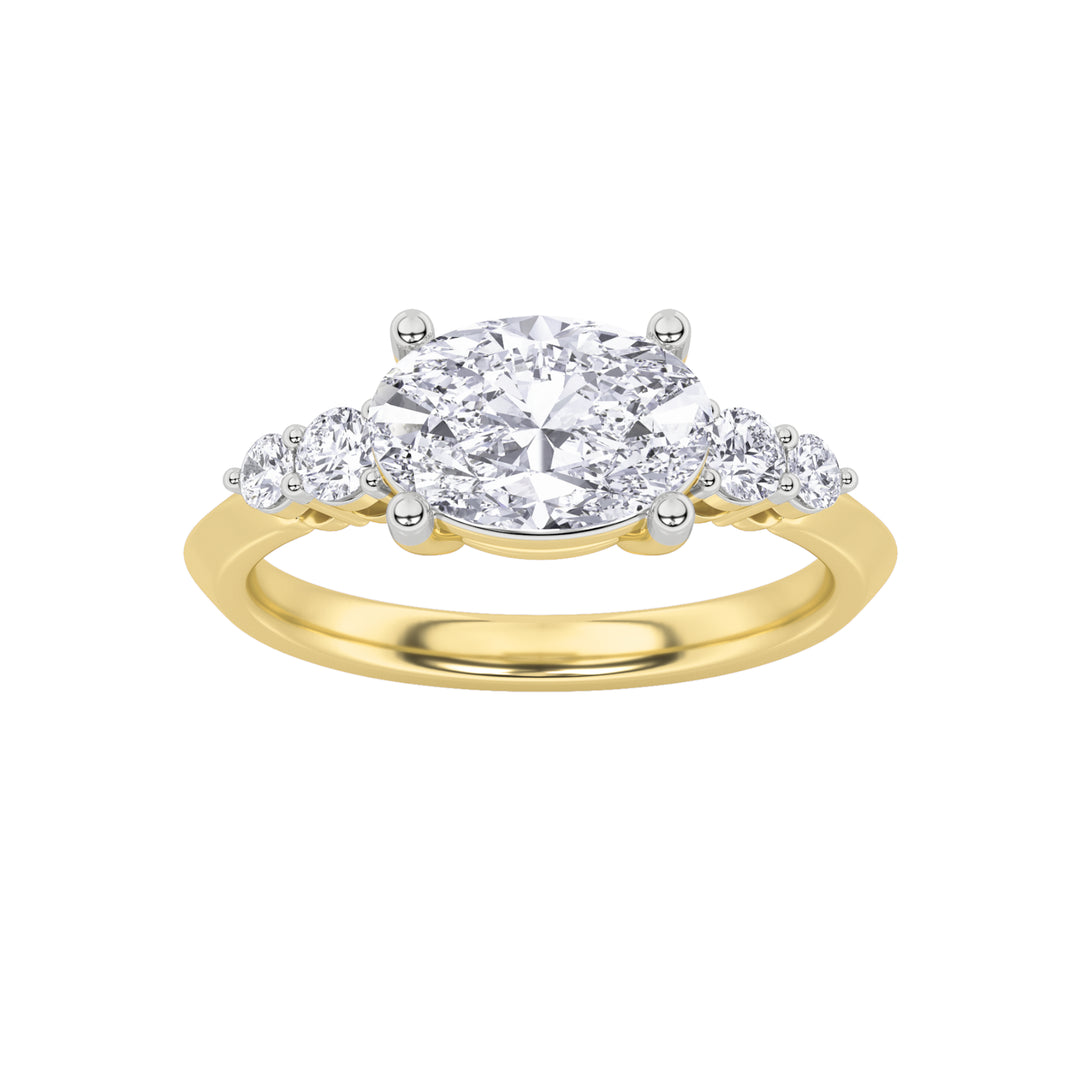 1.5Cttw Oval Shaped Lab Grown Diamond (F/VS) EastWest Five Stone Ring in 14K Gold