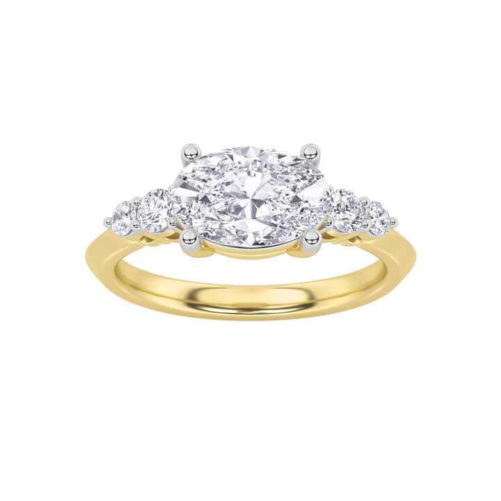 1.5Cttw Oval Shaped Lab Grown Diamond (F/VS) EastWest Five Stone Ring in 14K Gold
