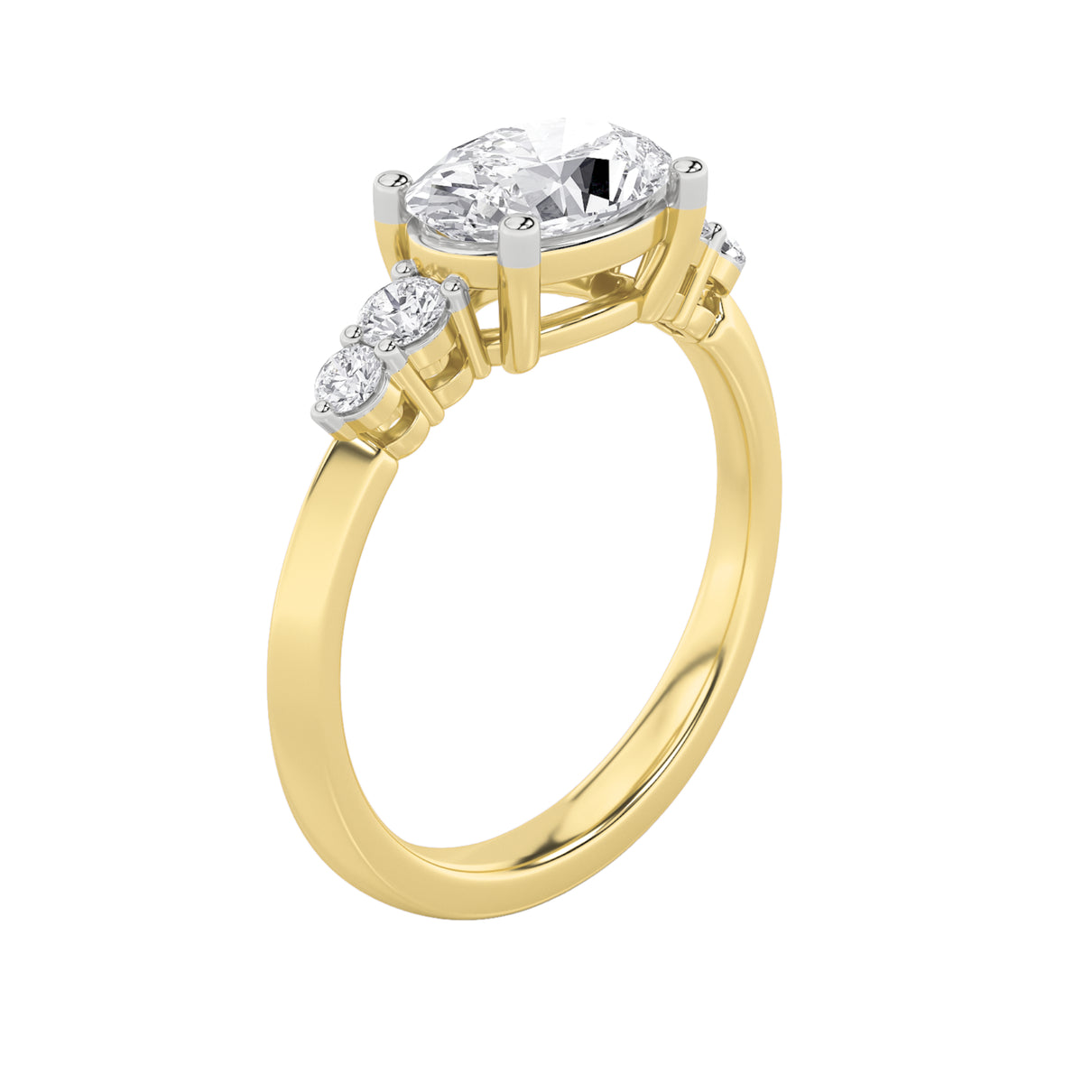 1.5Cttw Oval Shaped Lab Grown Diamond (F/VS) EastWest Five Stone Ring in 14K Gold