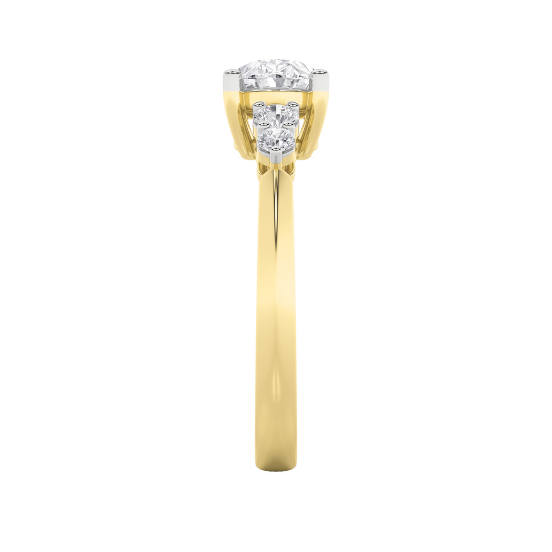 1.5Cttw Oval Shaped Lab Grown Diamond (F/VS) EastWest Five Stone Ring in 14K Gold