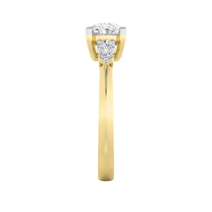 1.5Cttw Oval Shaped Lab Grown Diamond (F/VS) EastWest Five Stone Ring in 14K Gold
