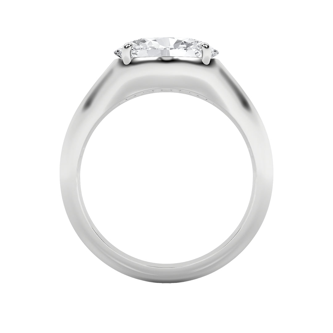 2Cttw Oval Shaped Lab Grown Diamond (F/VS) East West Solitaire Ring in 14K Gold