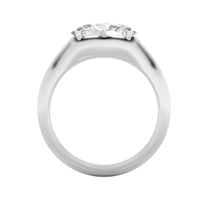 2Cttw Oval Shaped Lab Grown Diamond (F/VS) East West Solitaire Ring in 14K Gold