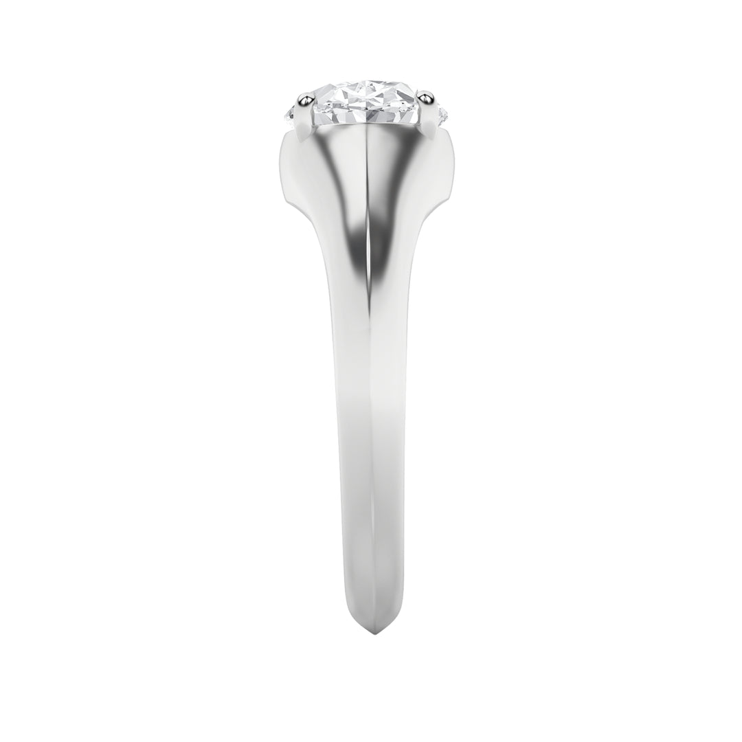 2Cttw Oval Shaped Lab Grown Diamond (F/VS) East West Solitaire Ring in 14K Gold