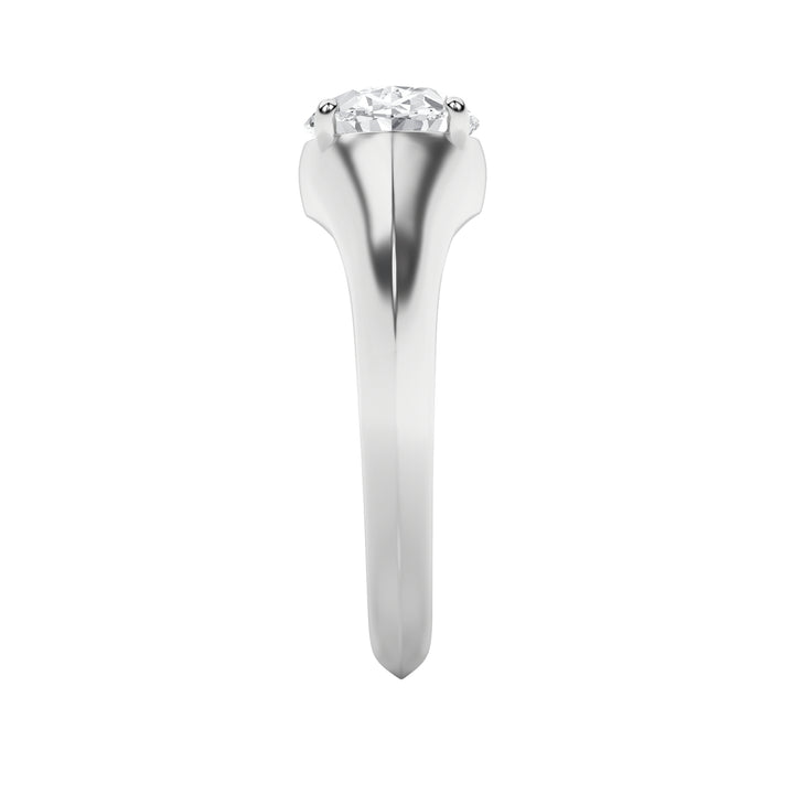 2Cttw Oval Shaped Lab Grown Diamond (F/VS) East West Solitaire Ring in 14K Gold
