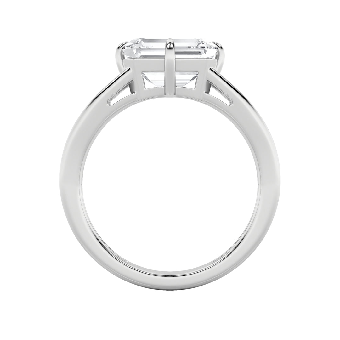 2.5Cttw Emerald Shaped Lab Grown Diamond (F/VS) East West Solitaire Ring in 14K Gold