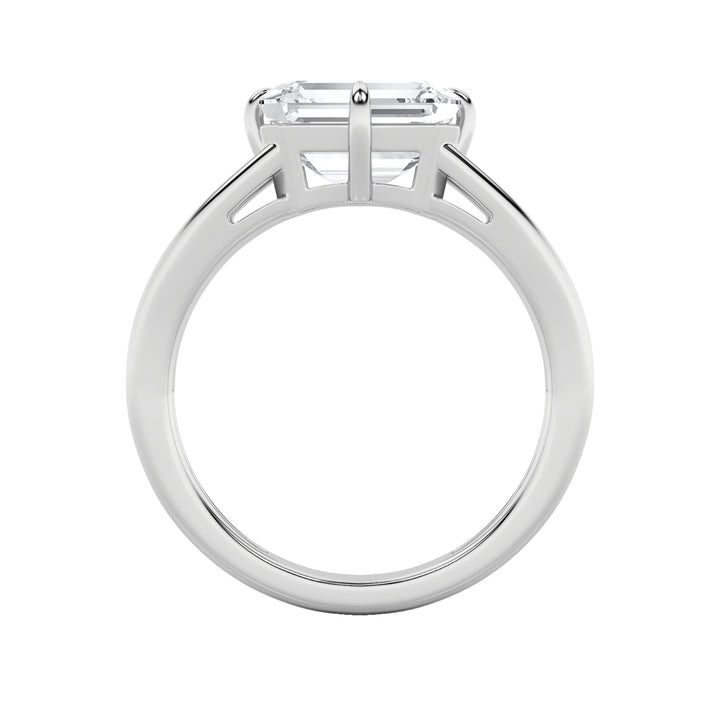 2.5Cttw Emerald Shaped Lab Grown Diamond (F/VS) East West Solitaire Ring in 14K Gold