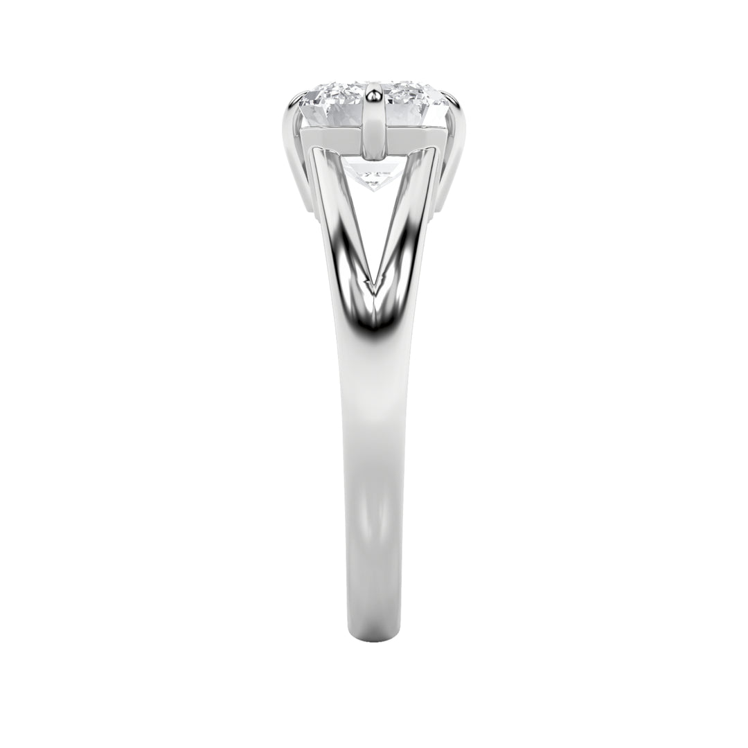 2.5Cttw Emerald Shaped Lab Grown Diamond (F/VS) East West Solitaire Ring in 14K Gold
