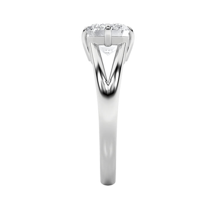 2.5Cttw Emerald Shaped Lab Grown Diamond (F/VS) East West Solitaire Ring in 14K Gold