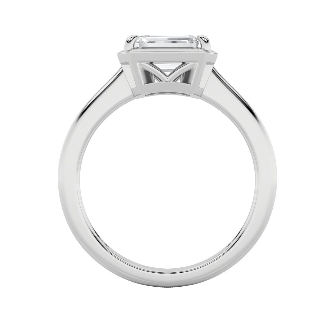 1.5Cttw Emerald Shaped Lab Grown Diamond (F/VS) East West Solitaire Ring in 14K Gold
