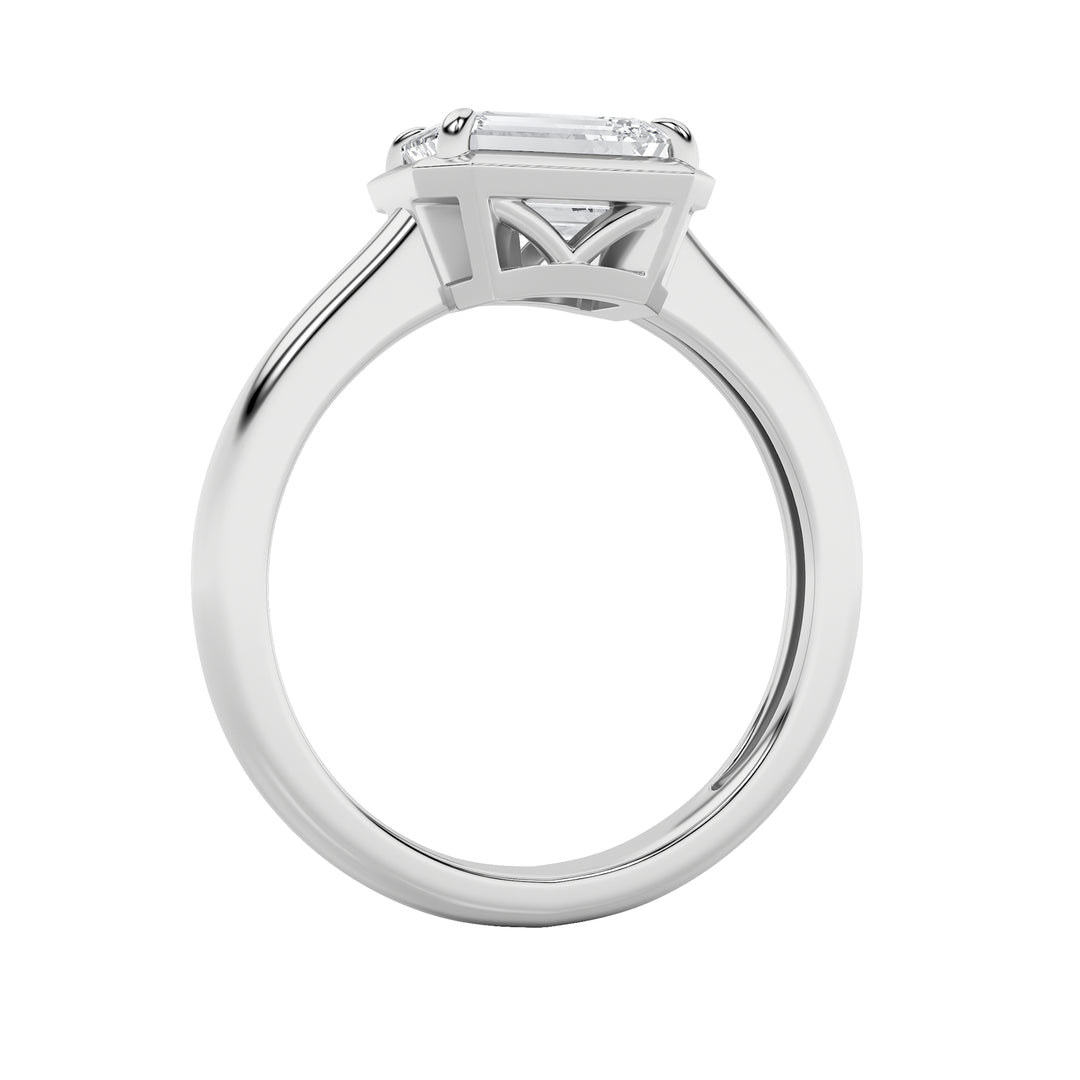 1.5Cttw Emerald Shaped Lab Grown Diamond (F/VS) East West Solitaire Ring in 14K Gold