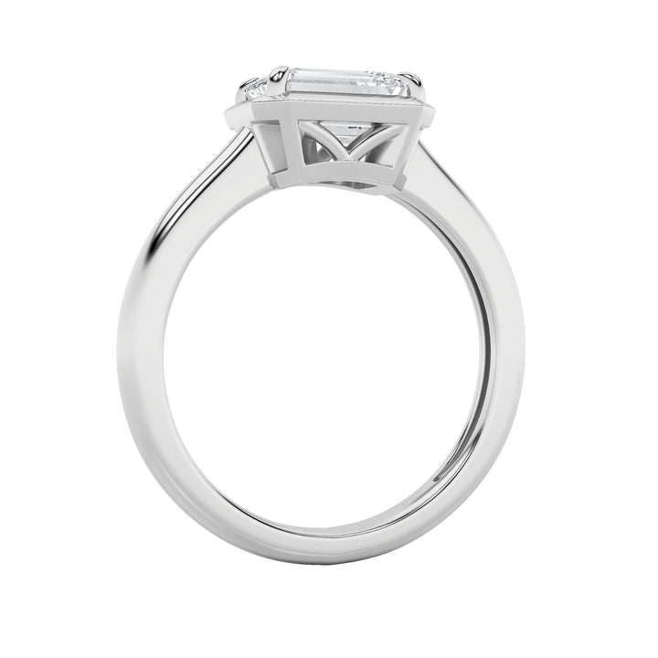 1.5Cttw Emerald Shaped Lab Grown Diamond (F/VS) East West Solitaire Ring in 14K Gold