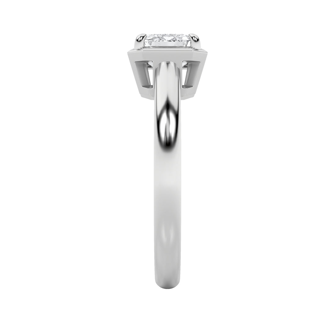 1.5Cttw Emerald Shaped Lab Grown Diamond (F/VS) East West Solitaire Ring in 14K Gold