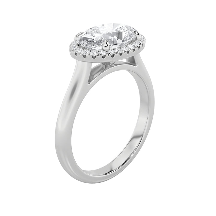 2Cttw Oval Shaped Lab Grown Diamond (F/VS) East West Accented Solitaire Ring in 14K Gold