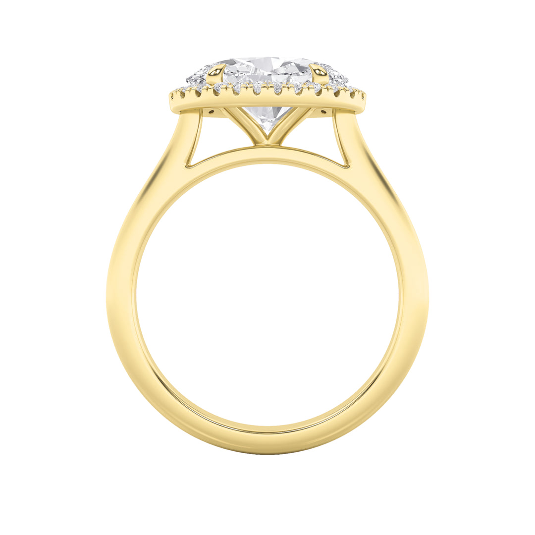 2Cttw Oval Shaped Lab Grown Diamond (F/VS) East West Accented Solitaire Ring in 14K Gold