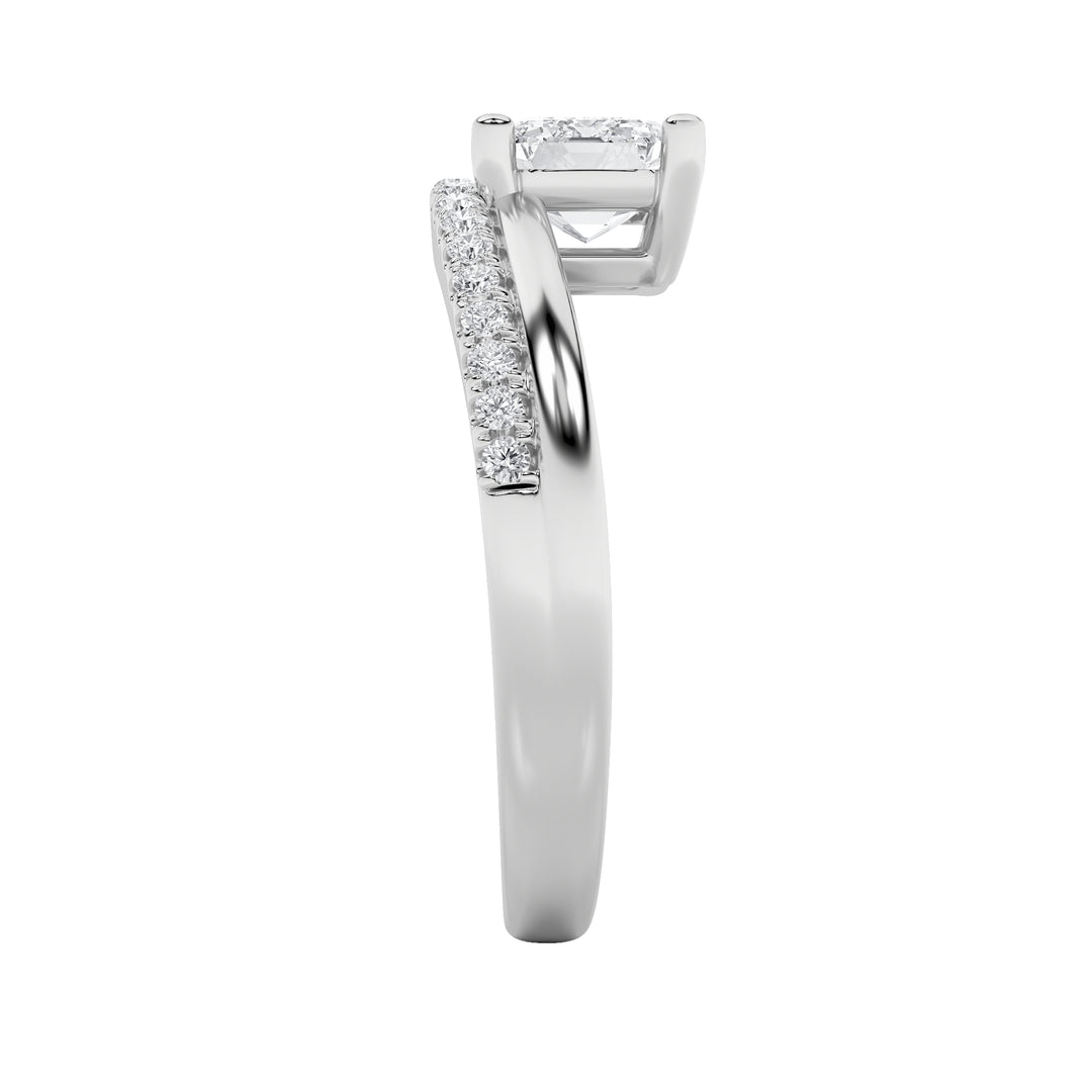1.5Cttw Emerald Shaped Lab Grown Diamond (F/VS) East West Accented Solitaire Ring in 14K Gold