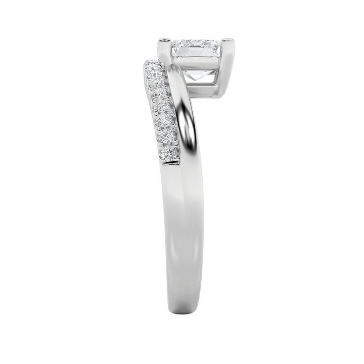 1.5Cttw Emerald Shaped Lab Grown Diamond (F/VS) East West Accented Solitaire Ring in 14K Gold