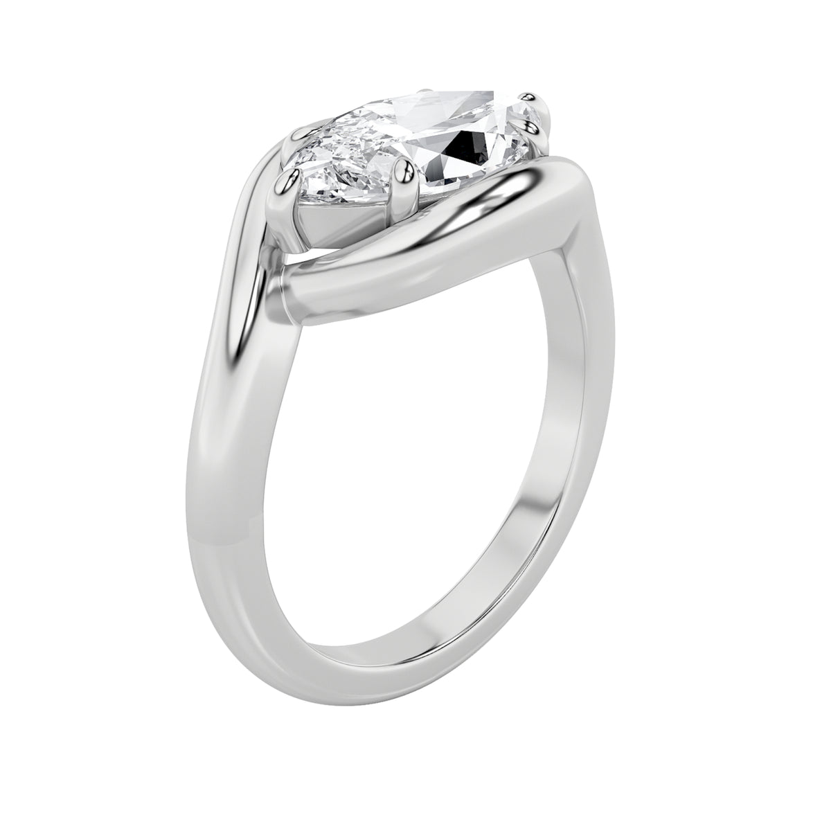 2Cttw Marquise Shaped Lab Grown Diamond (F/VS) East West Solitaire Ring in 14K Gold
