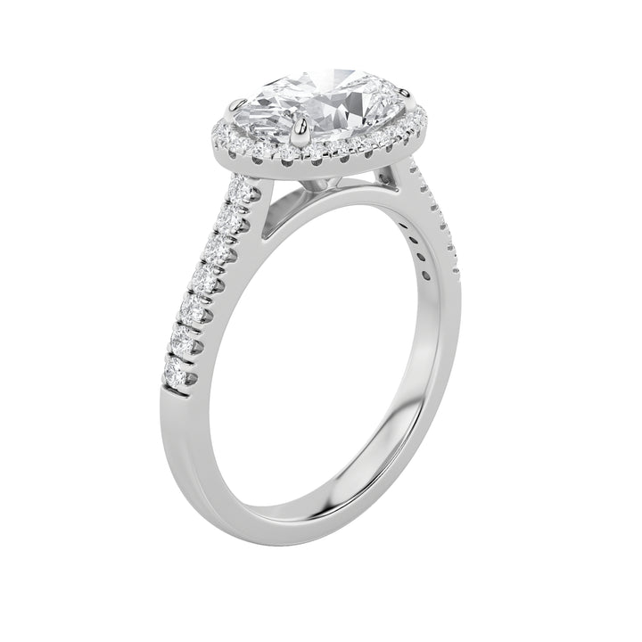 2Cttw Oval Shaped Lab Grown Diamond (F/VS) East West Accented Solitaire Ring in 14K Gold