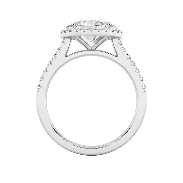 2Cttw Oval Shaped Lab Grown Diamond (F/VS) East West Accented Solitaire Ring in 14K Gold