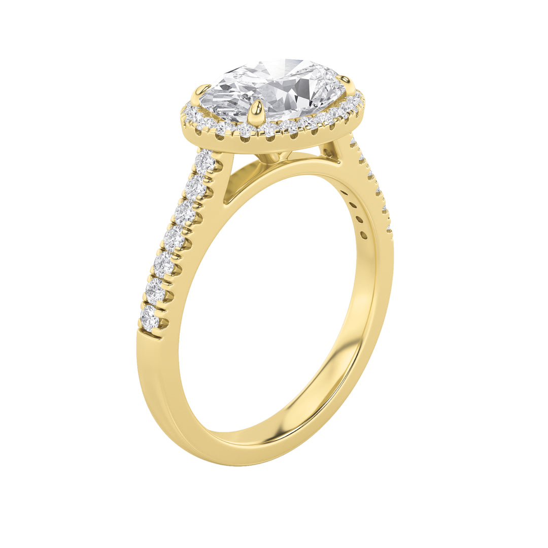 2Cttw Oval Shaped Lab Grown Diamond (F/VS) East West Accented Solitaire Ring in 14K Gold