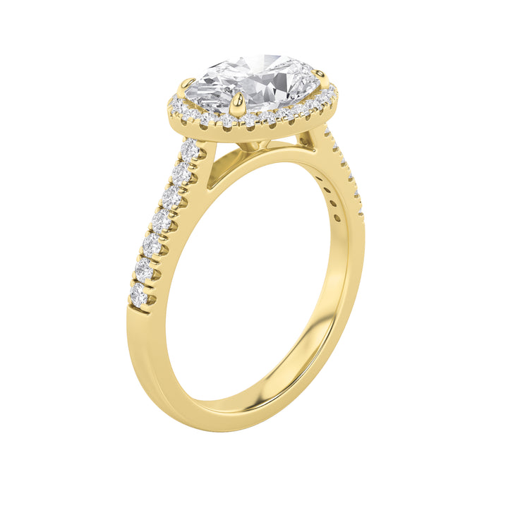 2Cttw Oval Shaped Lab Grown Diamond (F/VS) East West Accented Solitaire Ring in 14K Gold