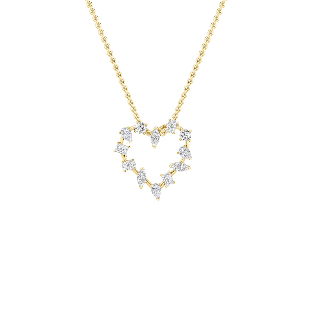 2.5Cttw Emerald Shaped Lab Grown Diamond (F/VS) Heart Shaped Pendant in 14K Gold