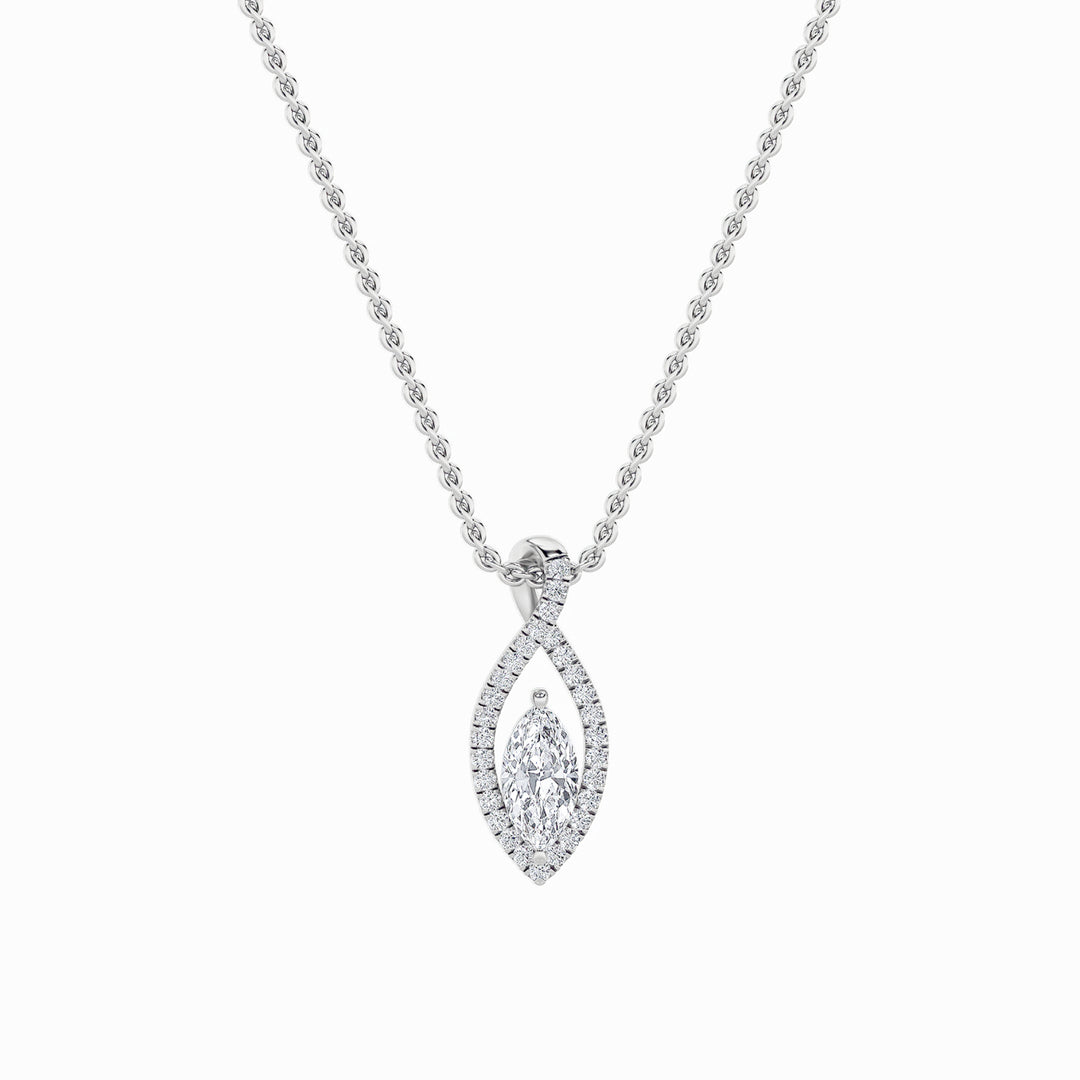 1.25Cttw Marquise Shaped Lab Grown Diamond (F/VS)Heart Shaped Pendant in 14K Gold