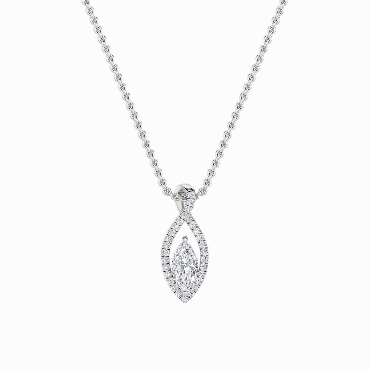 1.25Cttw Marquise Shaped Lab Grown Diamond (F/VS)Heart Shaped Pendant in 14K Gold