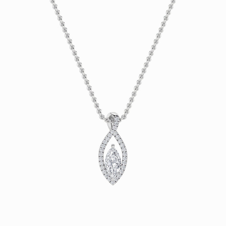 1.25Cttw Marquise Shaped Lab Grown Diamond (F/VS)Heart Shaped Pendant in 14K Gold