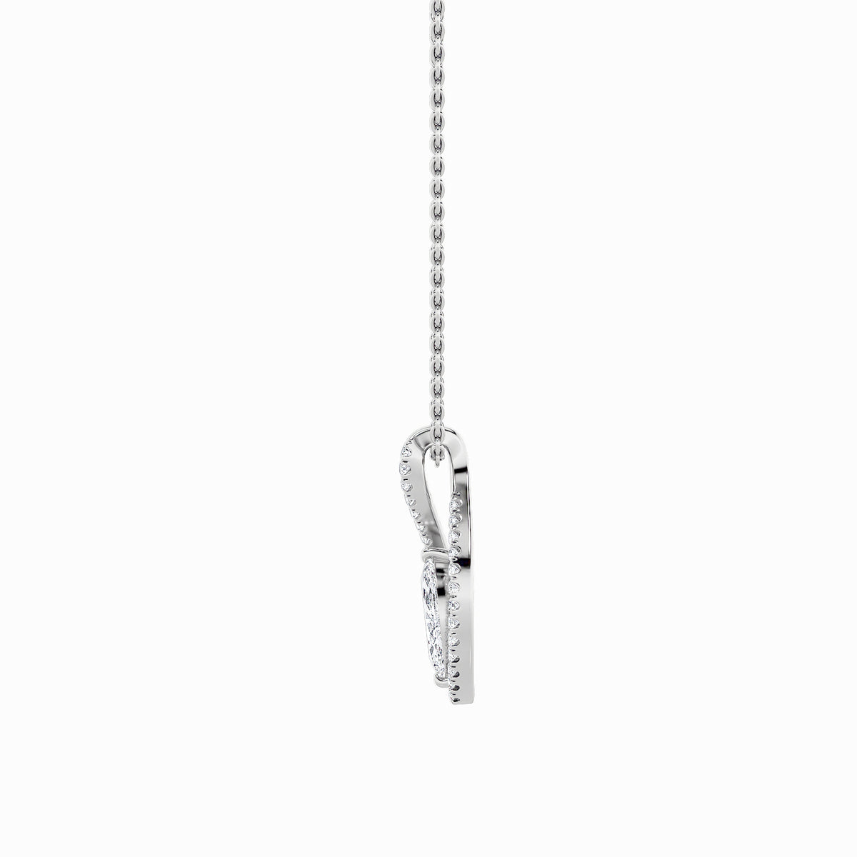 1.25Cttw Marquise Shaped Lab Grown Diamond (F/VS)Heart Shaped Pendant in 14K Gold