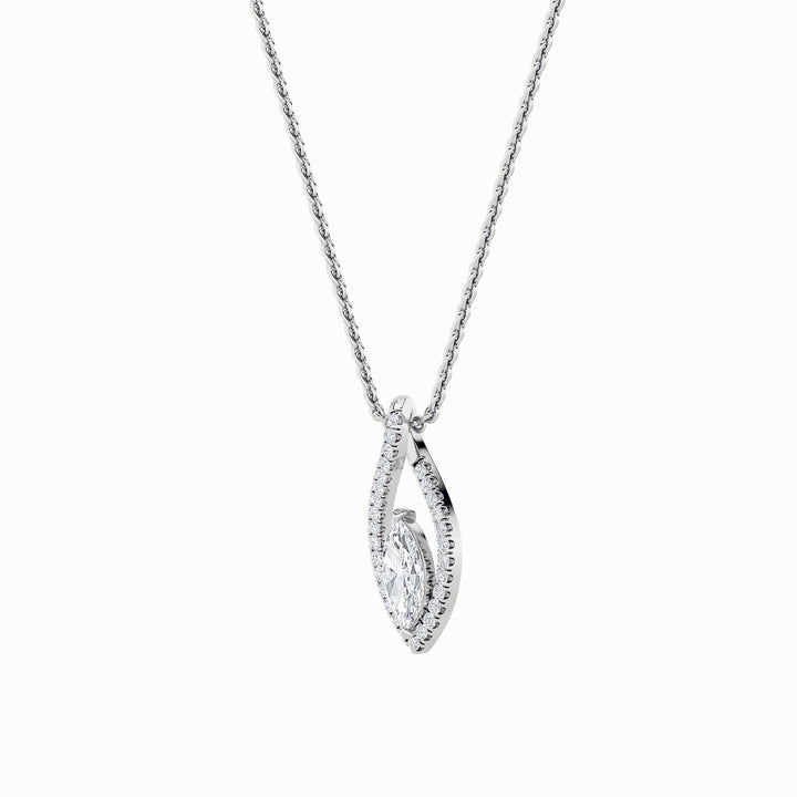 1.25Cttw Marquise Shaped Lab Grown Diamond (F/VS)Heart Shaped Pendant in 14K Gold