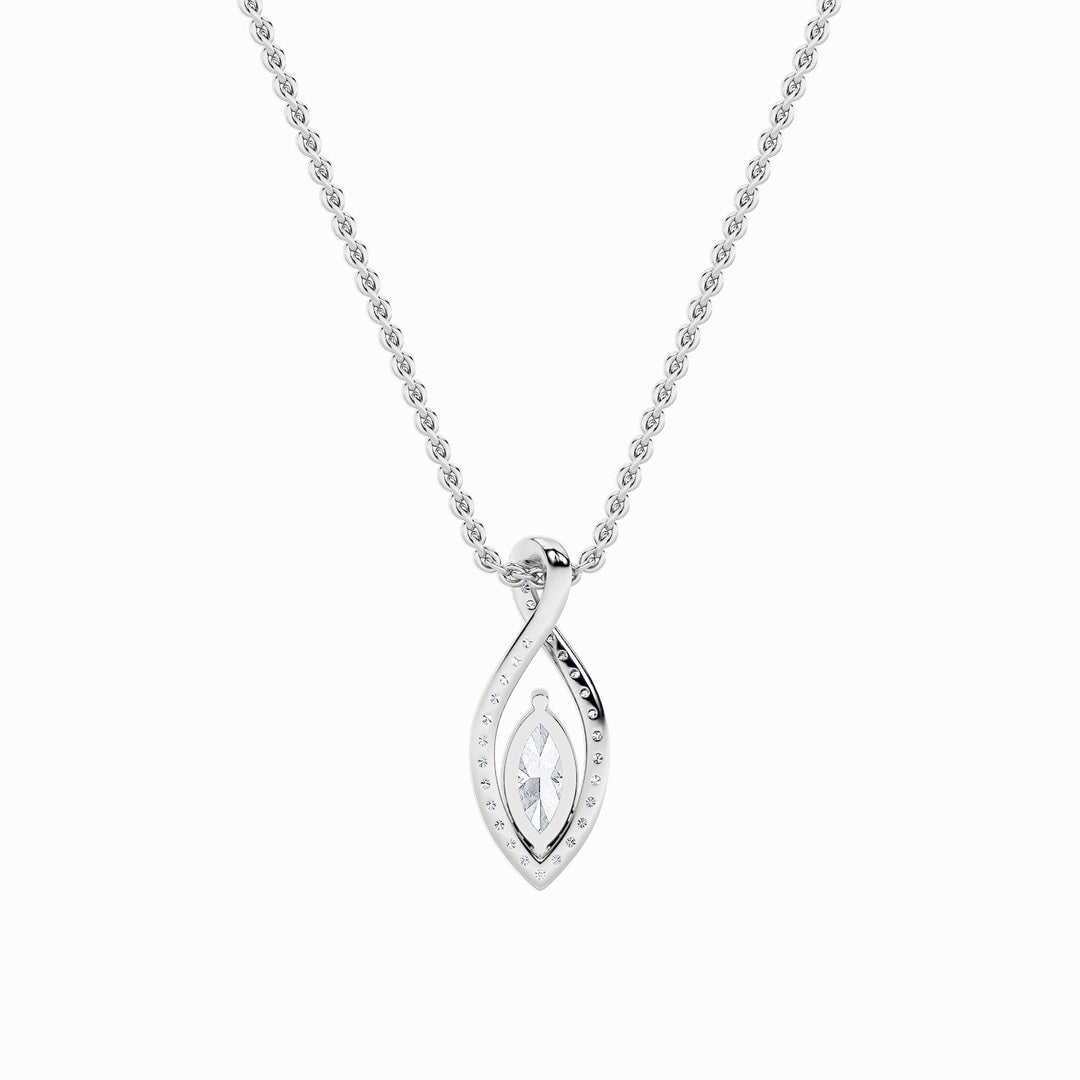 1.25Cttw Marquise Shaped Lab Grown Diamond (F/VS)Heart Shaped Pendant in 14K Gold