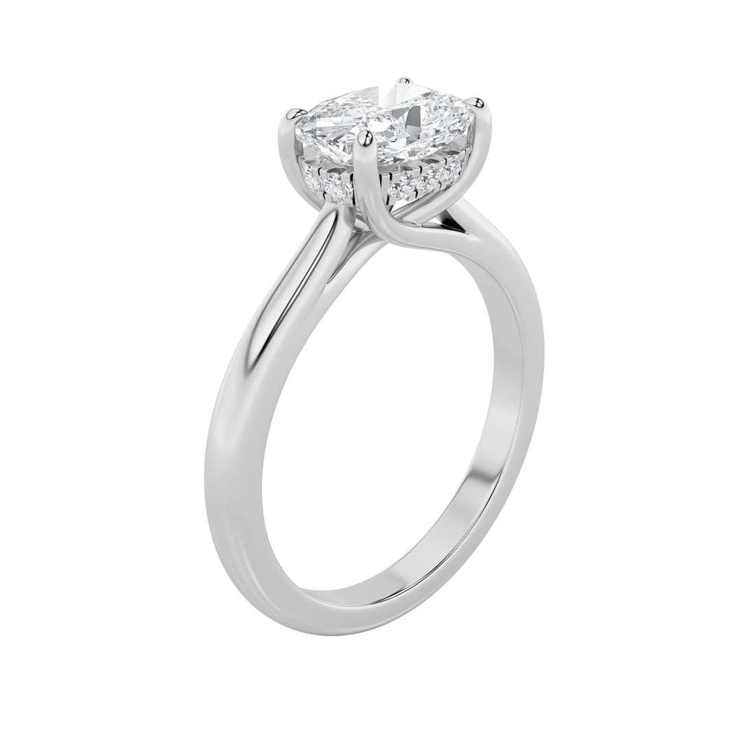1.5Cttw Elongated Cushion Shaped Lab Grown Diamond (F/VS) East West Solitaire Ring in 14K Gold