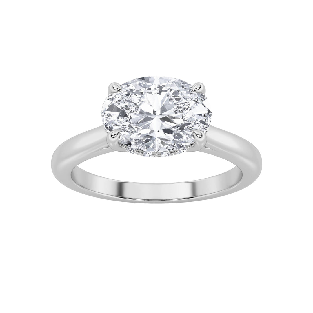 1.5Cttw Oval Shaped Lab Grown Diamond (F/VS) EastWest Solitaire Ring in 14K Gold