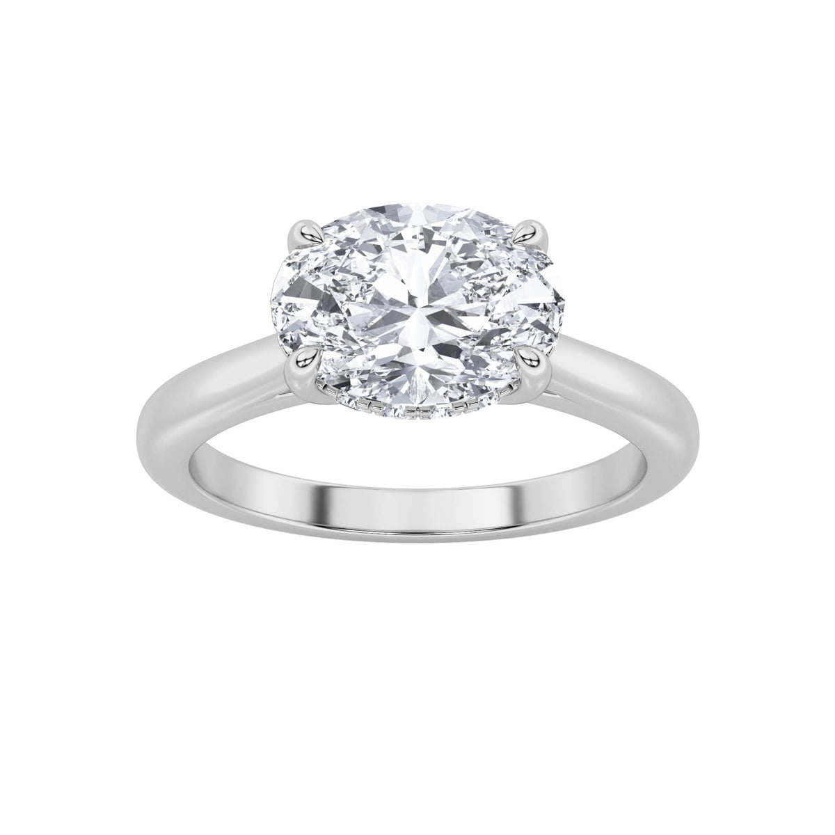 1.5Cttw Oval Shaped Lab Grown Diamond (F/VS) EastWest Solitaire Ring in 14K Gold