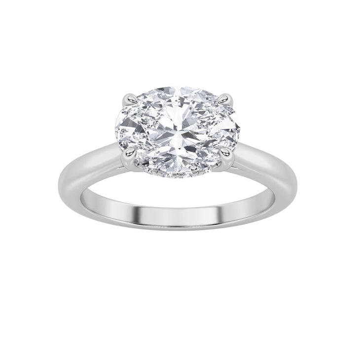 1.5Cttw Oval Shaped Lab Grown Diamond (F/VS) EastWest Solitaire Ring in 14K Gold