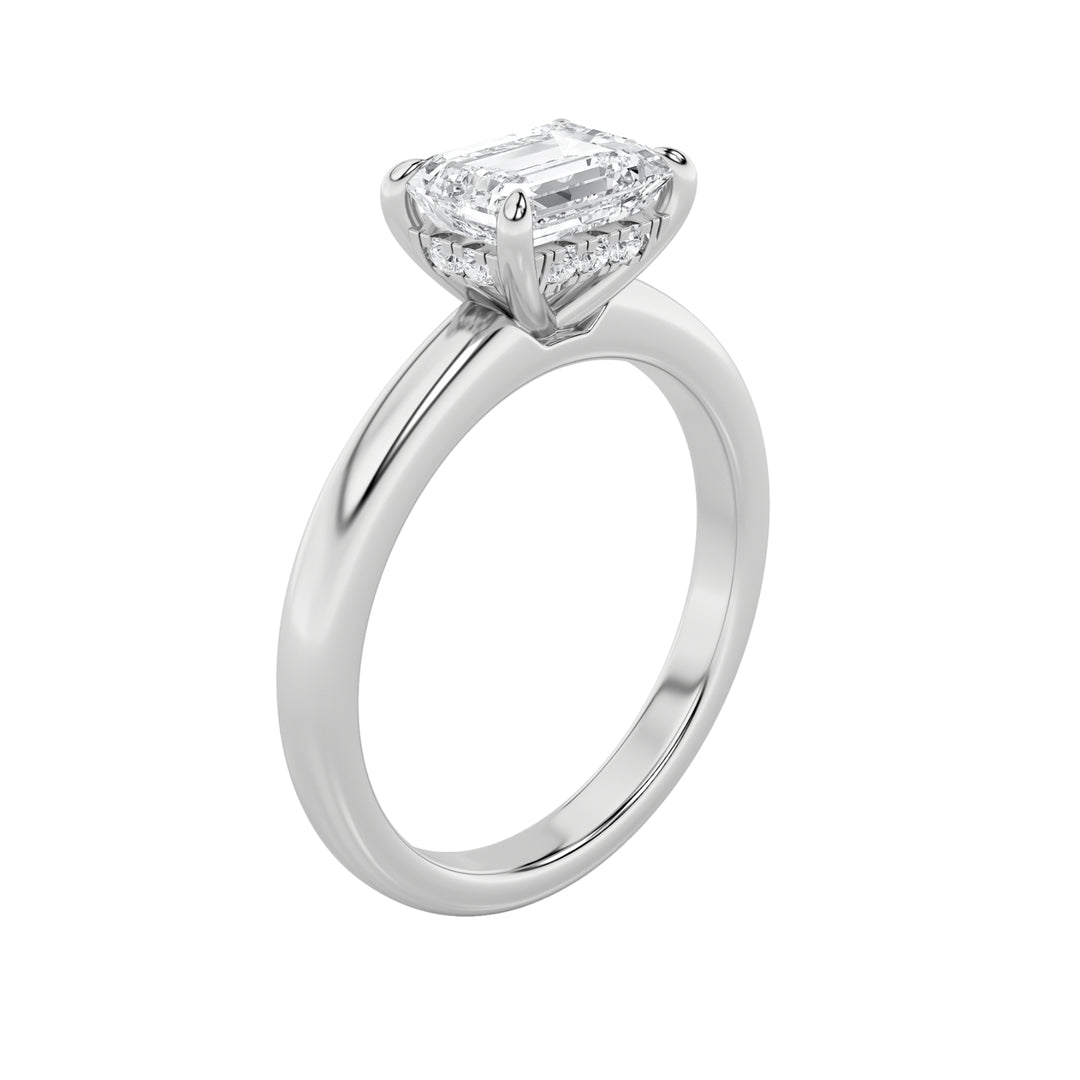 1.5Cttw Emerald Shaped Lab Grown Diamond (F/VS) East West Solitaire Ring in 14K Gold
