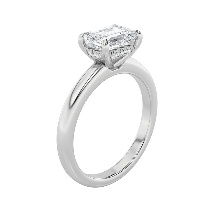 1.5Cttw Emerald Shaped Lab Grown Diamond (F/VS) East West Solitaire Ring in 14K Gold