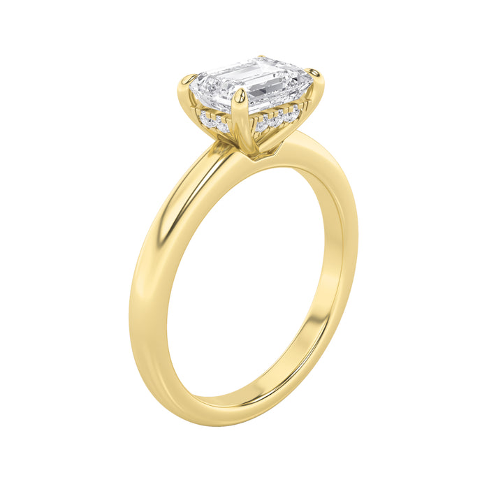 1.5Cttw Emerald Shaped Lab Grown Diamond (F/VS) East West Solitaire Ring in 14K Gold