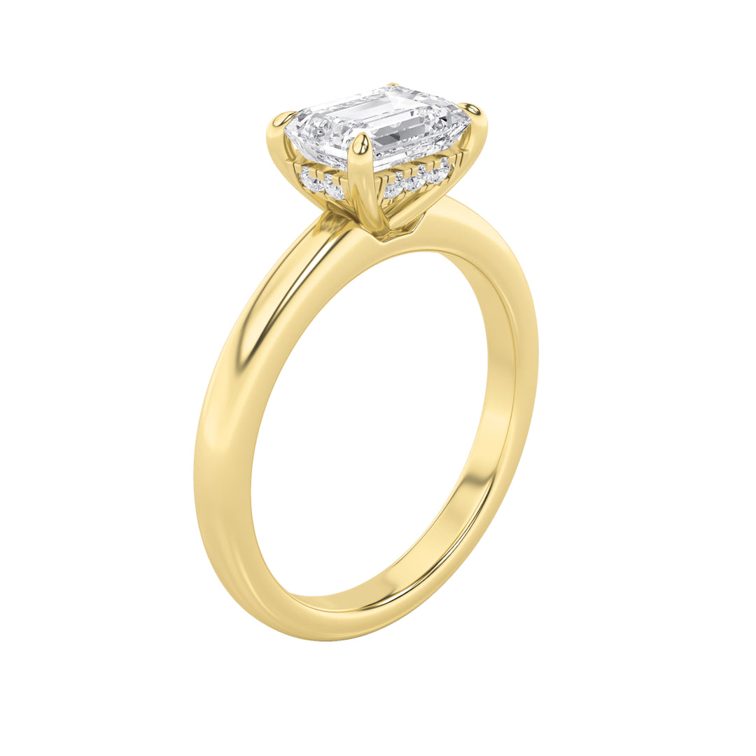 1.5Cttw Emerald Shaped Lab Grown Diamond (F/VS) East West Solitaire Ring in 14K Gold