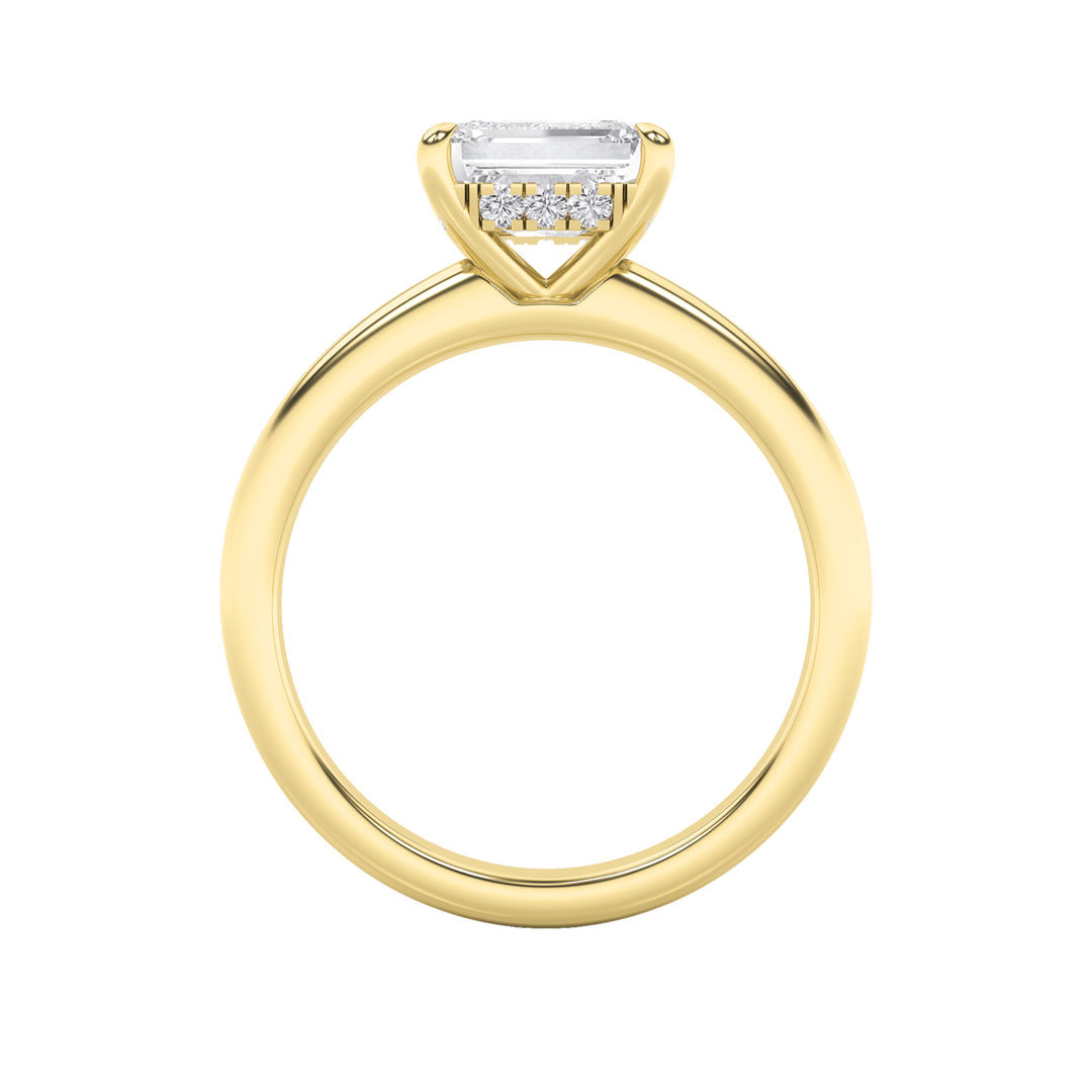 1.5Cttw Emerald Shaped Lab Grown Diamond (F/VS) East West Solitaire Ring in 14K Gold