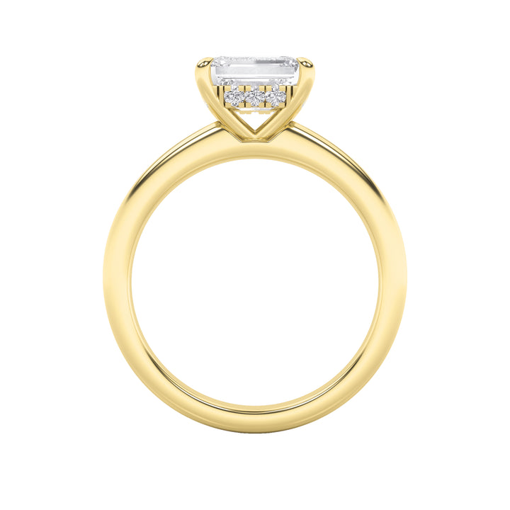 1.5Cttw Emerald Shaped Lab Grown Diamond (F/VS) East West Solitaire Ring in 14K Gold