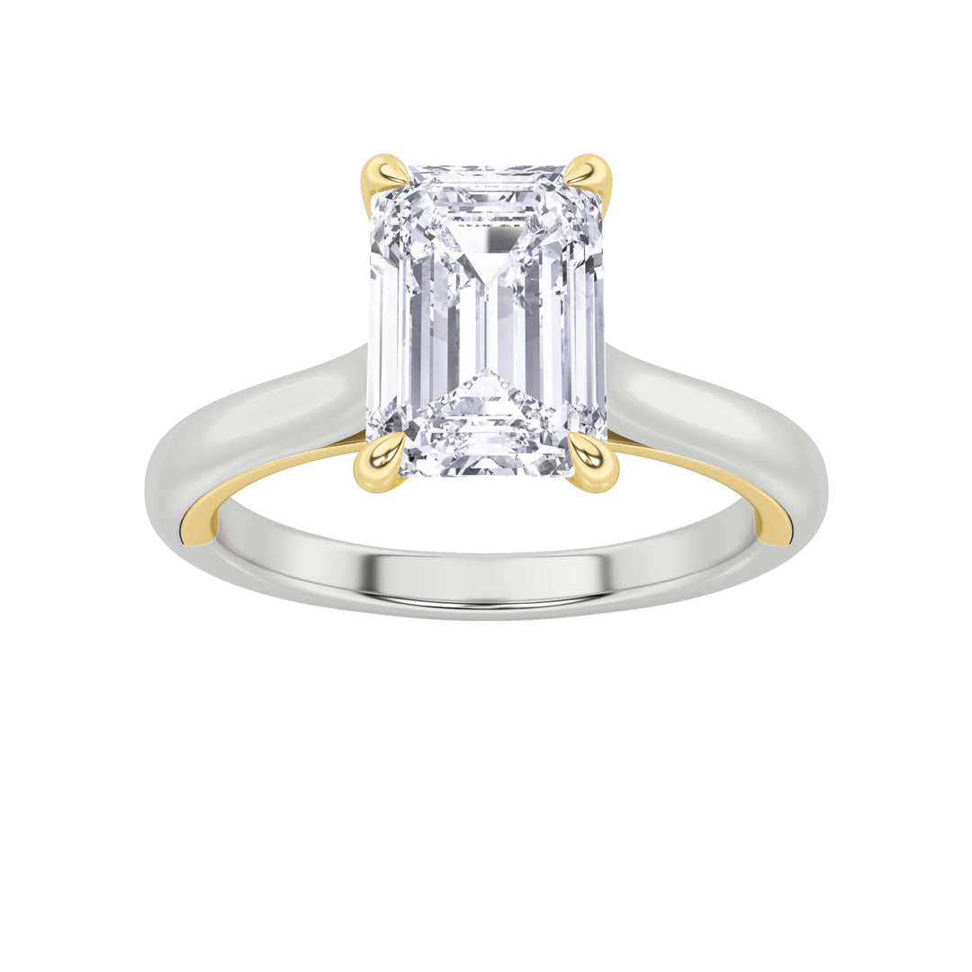 2Cttw Emerald Shaped Lab Grown Diamond (F/VS) Solitaire Engagement Ring in 14K Gold