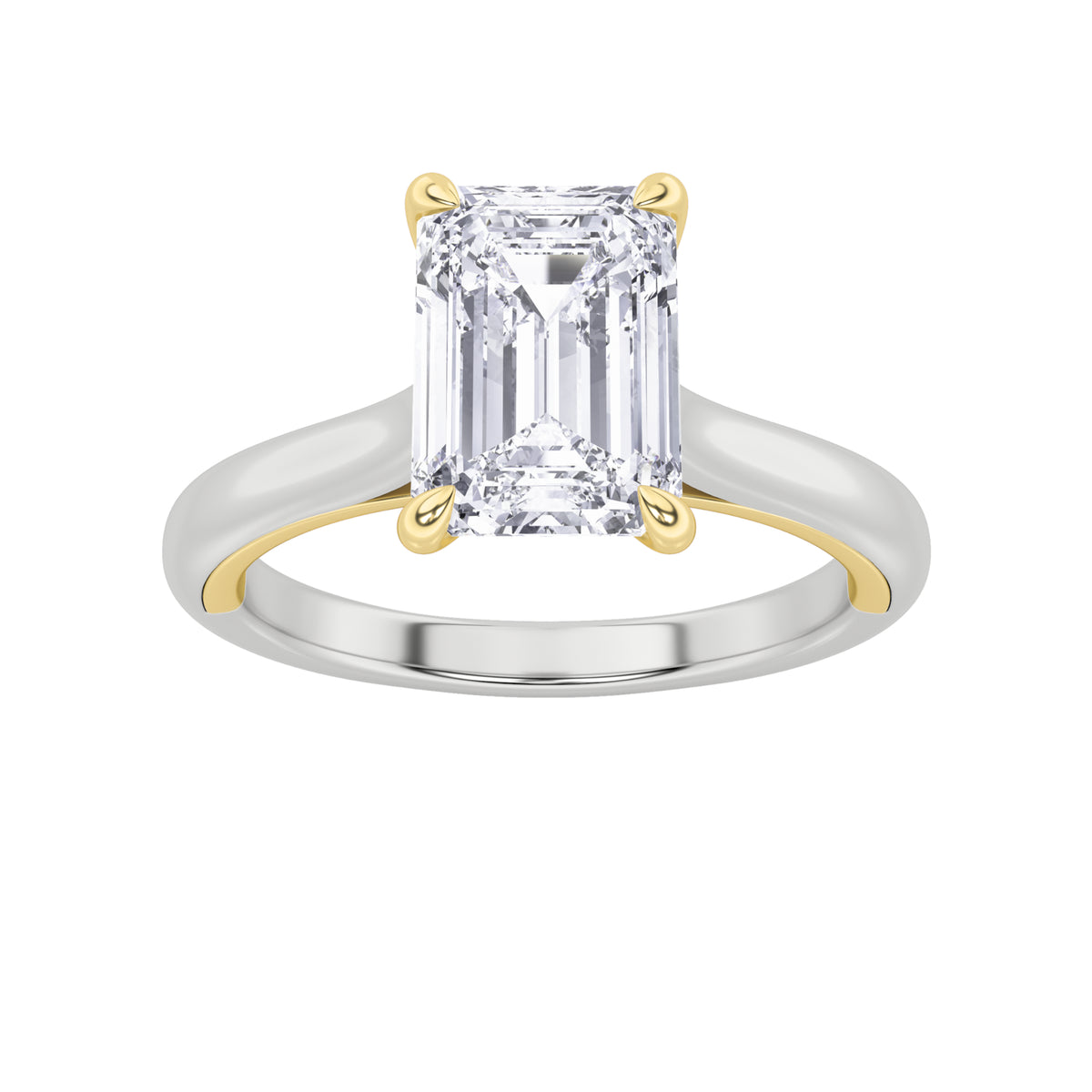 2Cttw Emerald Shaped Lab Grown Diamond (F/VS) Solitaire Engagement Ring in 14K Gold