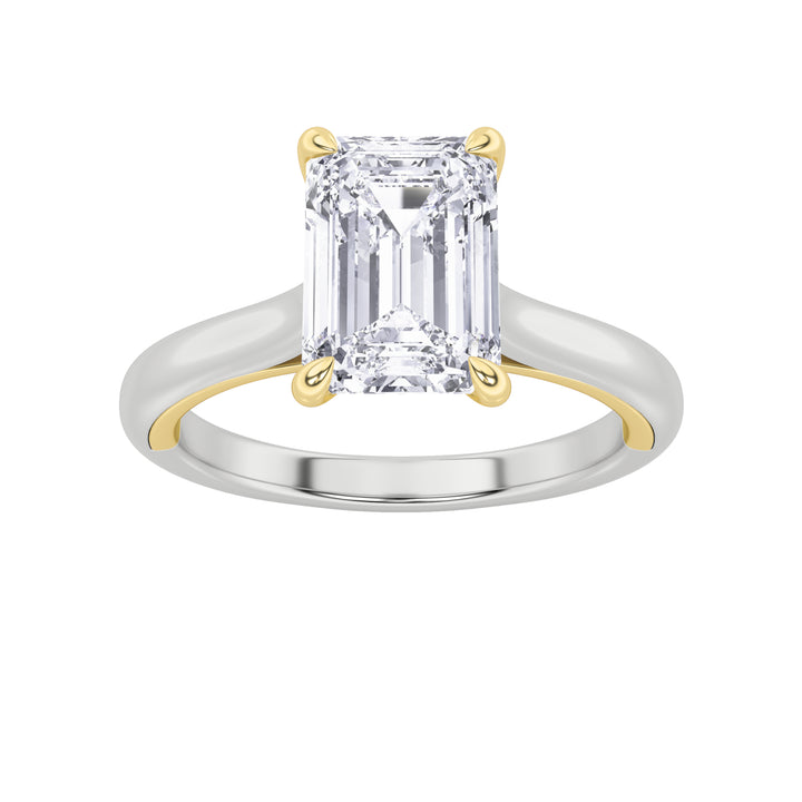 2Cttw Emerald Shaped Lab Grown Diamond (F/VS) Solitaire Engagement Ring in 14K Gold