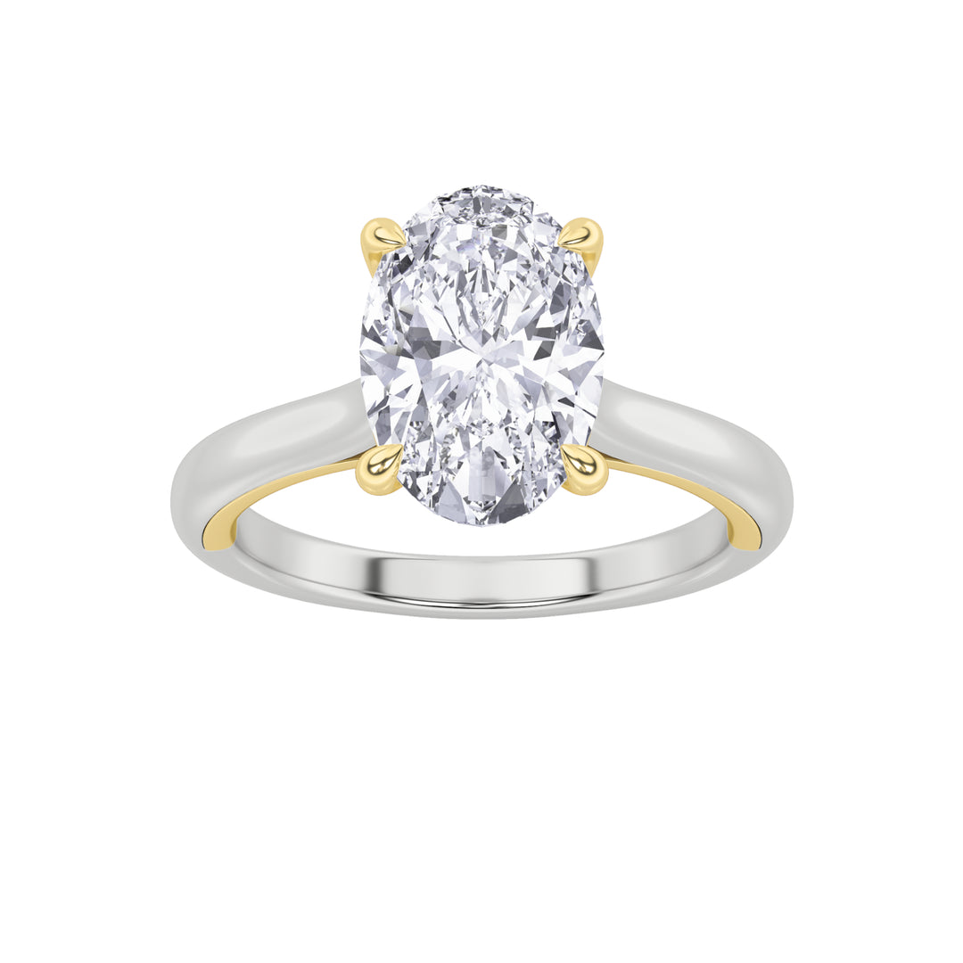 2Cttw Oval Shaped Lab Grown Diamond (F/VS) Solitaire Engagement Ring in 14K Gold