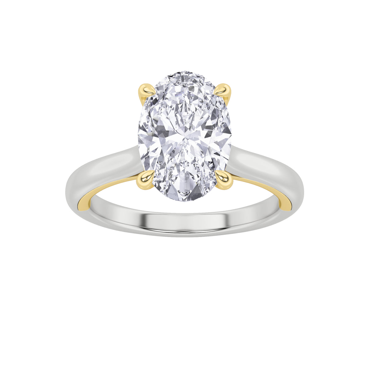 2Cttw Oval Shaped Lab Grown Diamond (F/VS) Solitaire Engagement Ring in 14K Gold