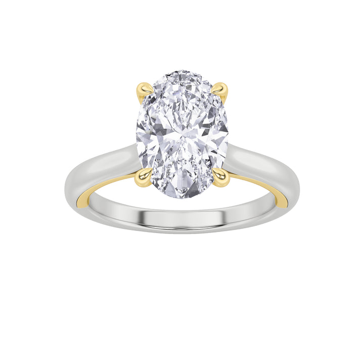2Cttw Oval Shaped Lab Grown Diamond (F/VS) Solitaire Engagement Ring in 14K Gold